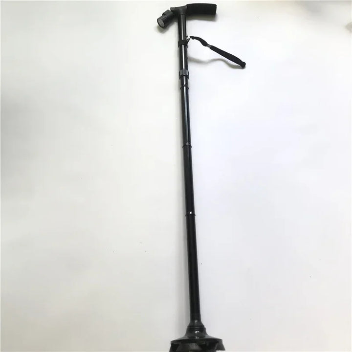 Premium Collapsible Telescopic Elder Cane – LED Walking Stick, Adjustable Folding Crutch for Seniors, Shock Absorber System, 