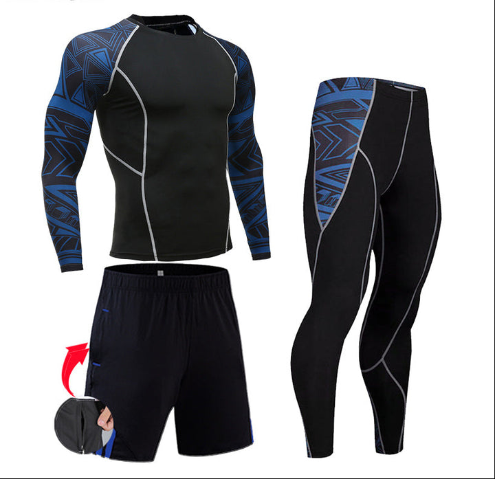 Premium Men’s Compression Sportswear Set – Gym Tights & Rashguard, Workout & Running Tracksuit, Training Clothes for Jogging