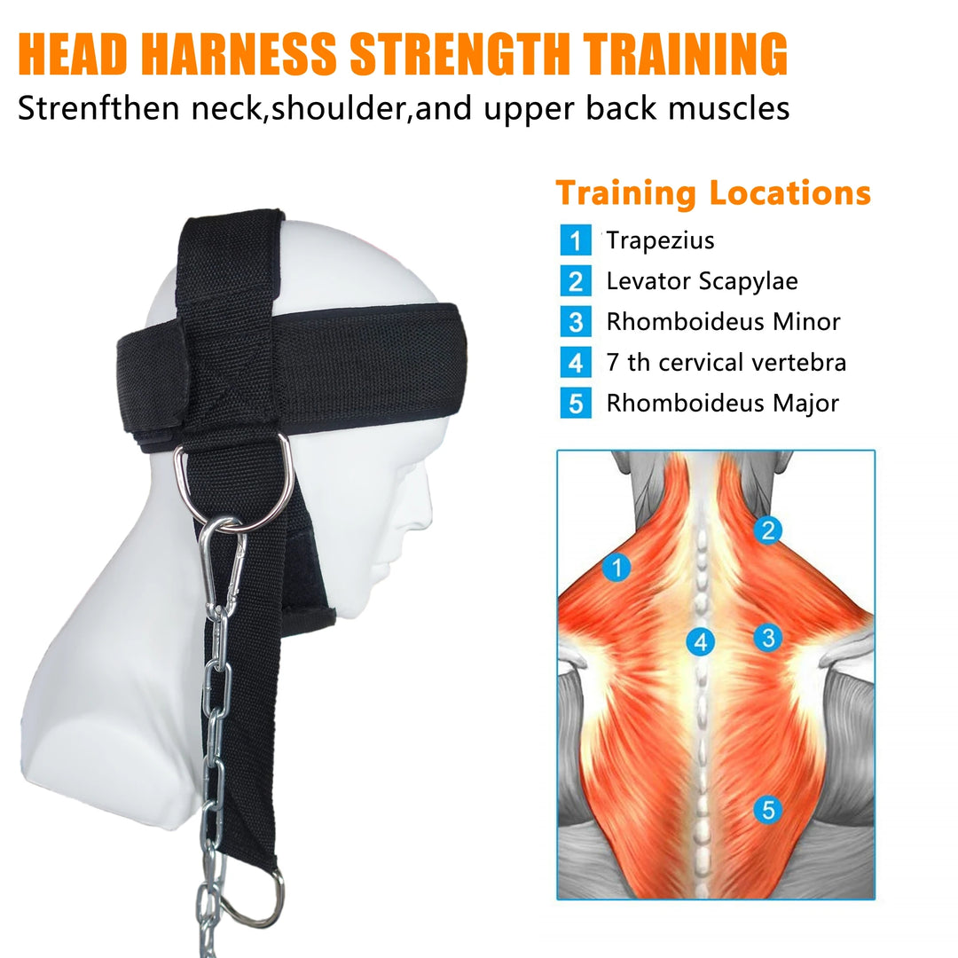 Premium Neck Training Harness for Strength & Muscle Power - Adjustable Head & Neck Weight Lifting Strap - Gym Fitness 