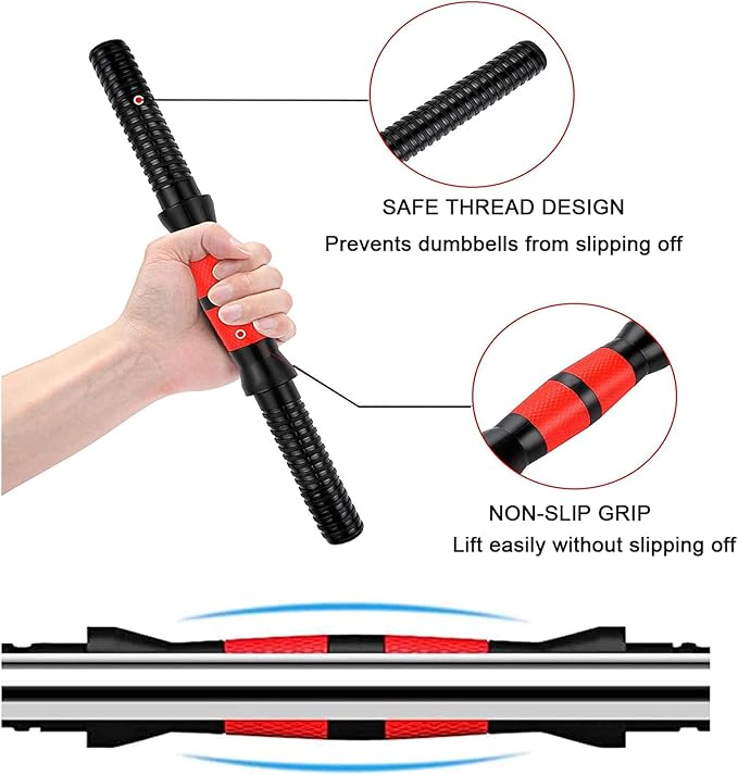 Premium Dumbbell Connecting Rod – Dumbbell Extender Bar for Weightlifting, 1 Inch / 25mm Bars, Steel Construction, Foam Grip for Secure Hold, 40cm Length, Easy Barbell Conversion for Strength Training