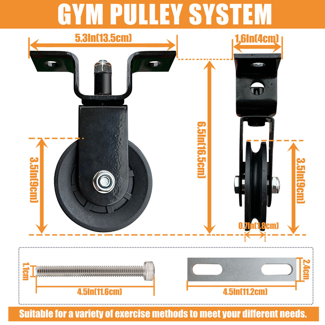 Premium DIY Fitness Double Pulley System – Home Gym Rope Pulldown Attachment for Biceps, Triceps, and Forearm Exercises, 