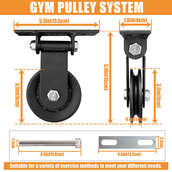 Premium DIY Fitness Double Pulley System – Home Gym Rope Pulldown Attachment for Biceps, Triceps, and Forearm Exercises, 