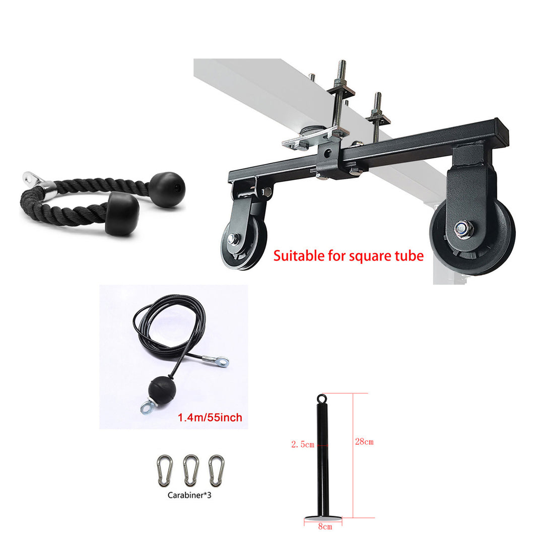 Premium DIY Fitness Double Pulley System – Home Gym Rope Pulldown Attachment for Biceps, Triceps, and Forearm Exercises, 