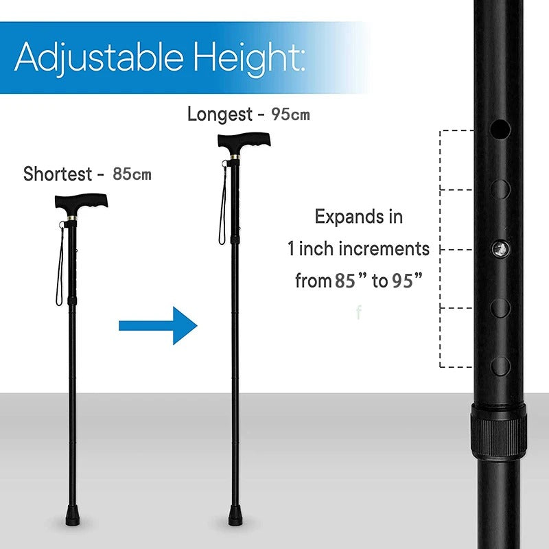 Premium Multifunctional Walking Stick – Telescopic Hiking Cane, Folding Trekking Poles for Seniors, Lightweight Aluminum 