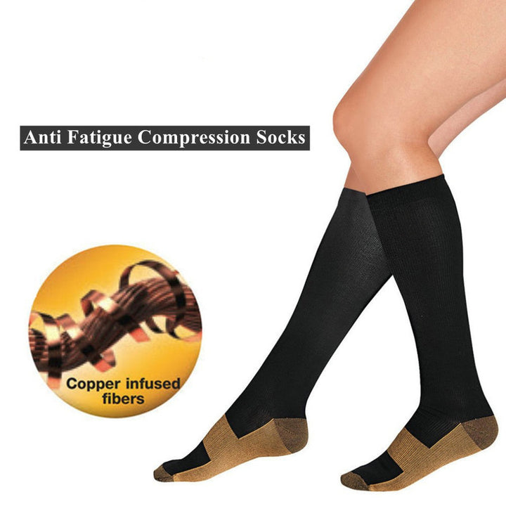 Premium Compression Socks for Men & Women – Copper-Infused Anti-Fatigue Pain Relief – Varicose Vein & Knee High Support 