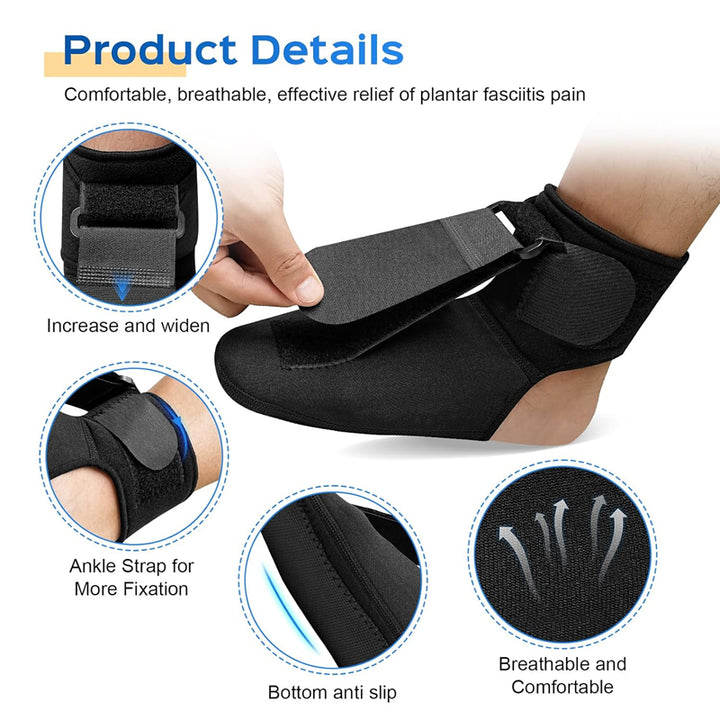 Premium Plantaar Fasciitis Night Splint Sock - Soft Foot Drop Brace for Pain Relief, Adjustable Stretcher for Achilles 