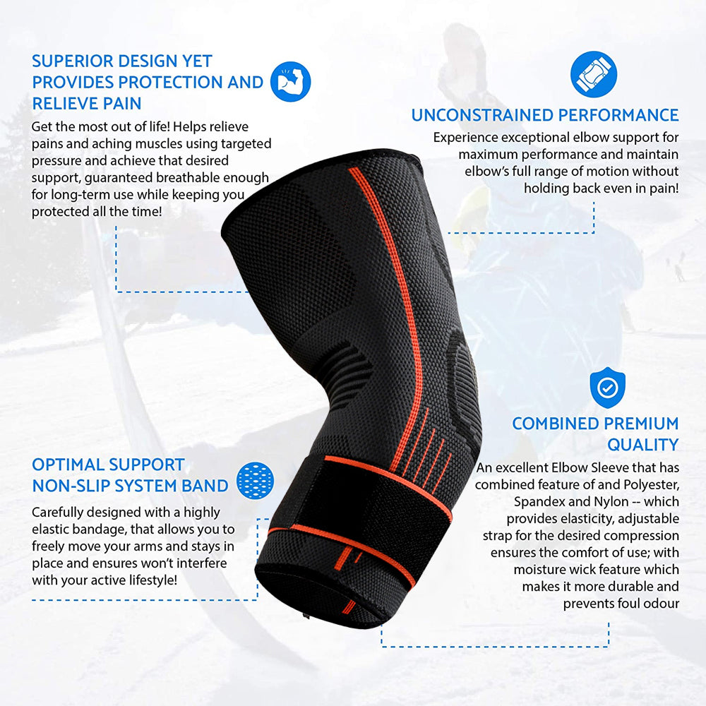 Premium Elbow Brace Compression Sleeve for Tendonitis & Tennis Elbow Relief, Joint Pain Support Protector, Fitness Bandage