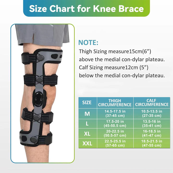 Premium Hinged ROM Knee Brace | Adjustable Post-Op Immobilizer for ACL, MCL, PCL Injury Support | Tool-Free Length Adjustment