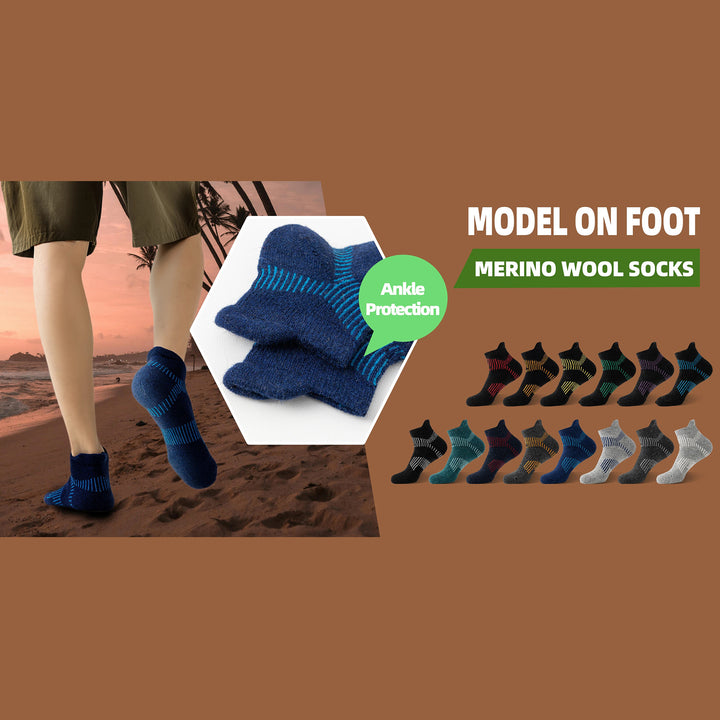 Premium Sweat Absorbing Compression Running & Hiking Socks – 6 Pairs, Thick Cotton Ankle Sports Socks for Men & Women, Low Cut, Breathable, Moisture-Wicking, Compression Support - StrengthXPhysiotherapy