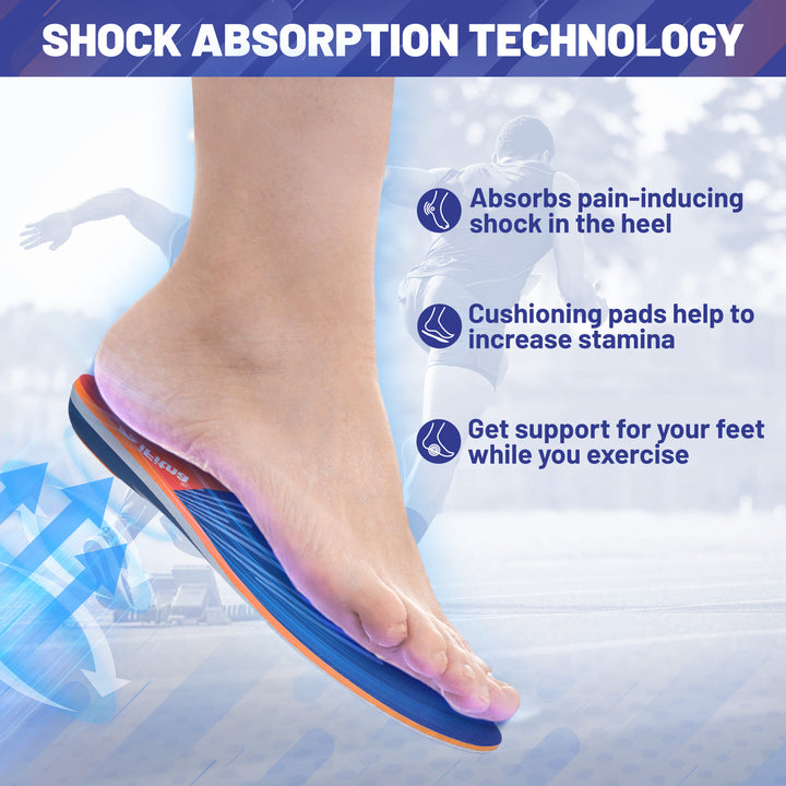 Premium High Arch Support Orthopedic Insoles for Plantar Fasciitis Relief, Cushioning Foot Inserts for Flat Feet, Deep Heel 