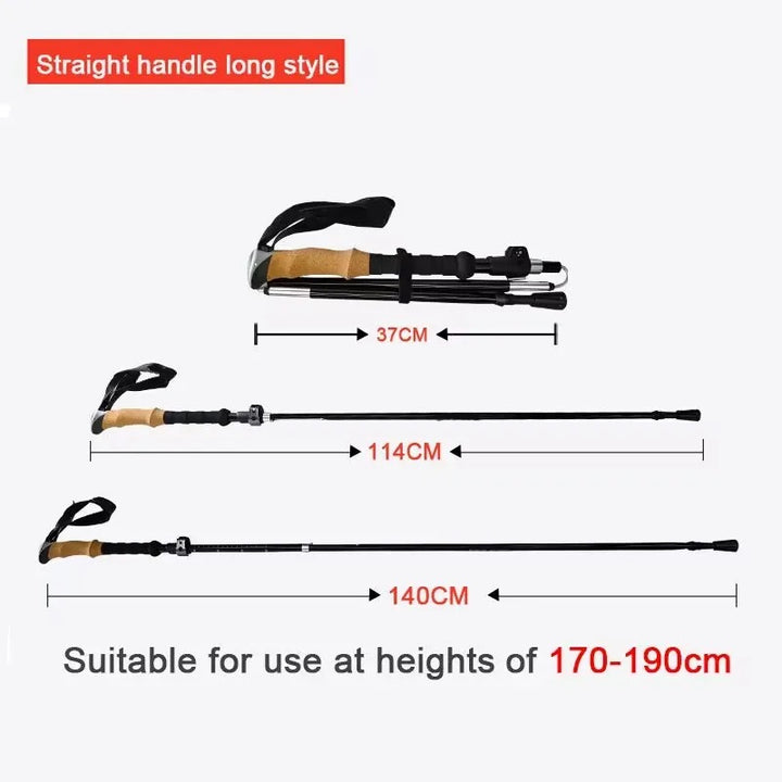 Premium Ultralight Folding Trekking Pole – Adjustable Telescopic Walking Stick, Aviation-Grade Aluminum Alloy, EVA Anti-Slip Handle, Portable for Hiking, Camping, and Outdoor Adventures - StrengthXPhysiotherapy
