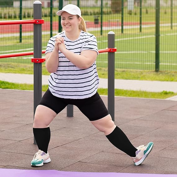 Premium Plus Size Compression Socks for Women & Men – 20-30mmHg Graduated Support – Open Toe, Toeless, Wide Calf – Medical