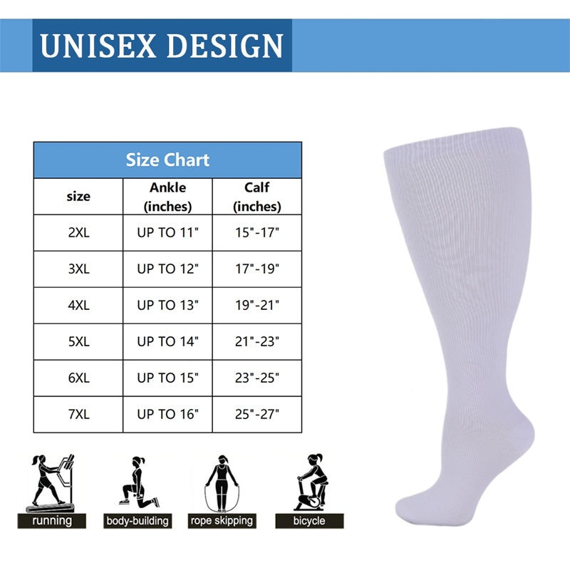 Premium Plus Size Compression Socks for Women & Men – 20-30mmHg Graduated Support – Open Toe, Toeless, Wide Calf – Medical