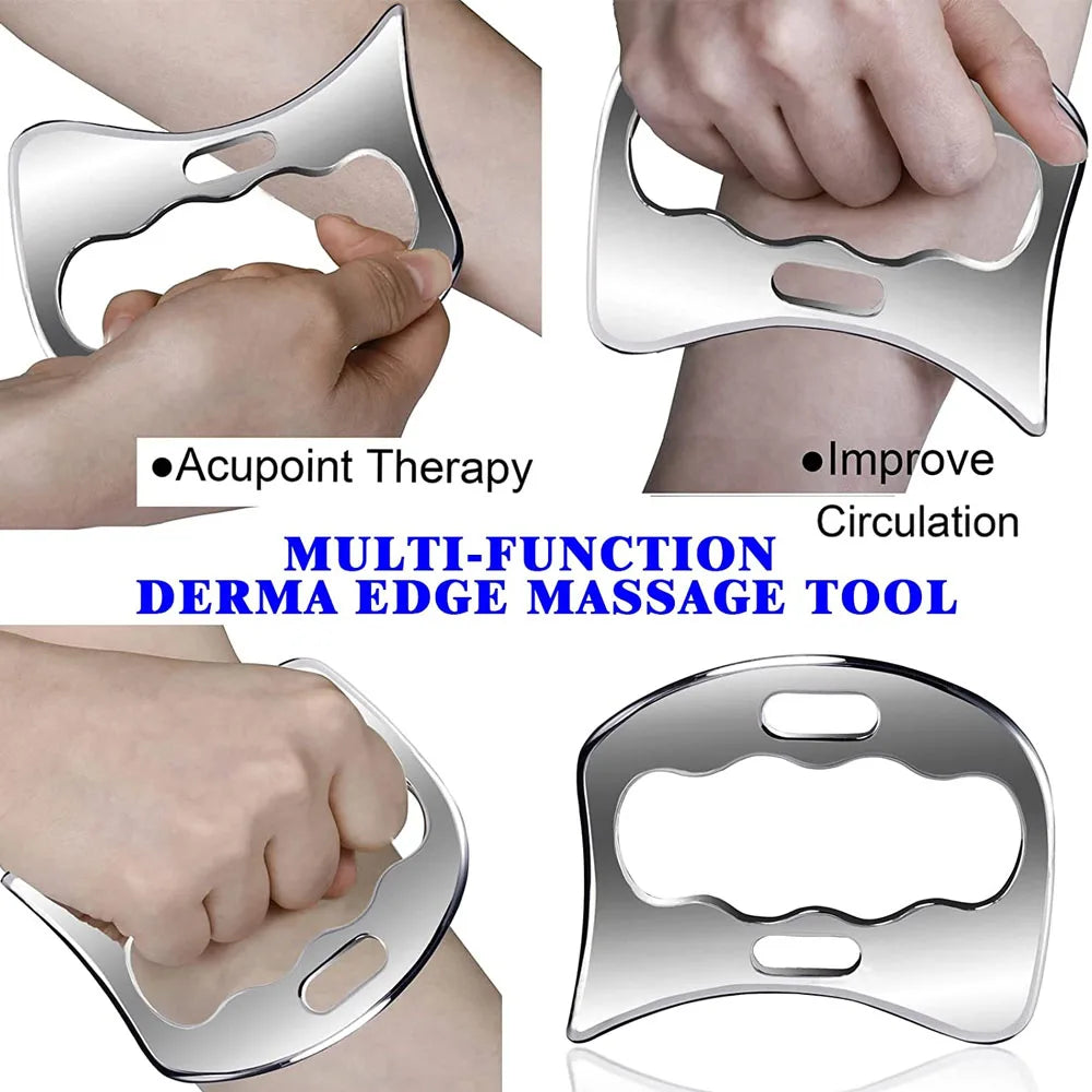 Premium Stainless Steel Gua Sha Massage Tool Set - Myofascial Release Scraper for Muscle Pain Relief, Blood Circulation, and 