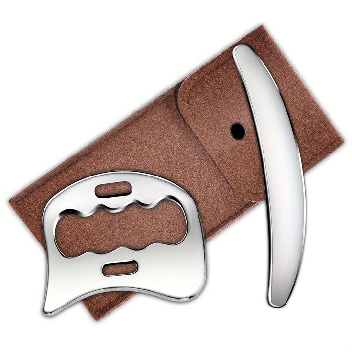 Premium Stainless Steel Gua Sha Massage Tool Set - Myofascial Release Scraper for Muscle Pain Relief, Blood Circulation, and 