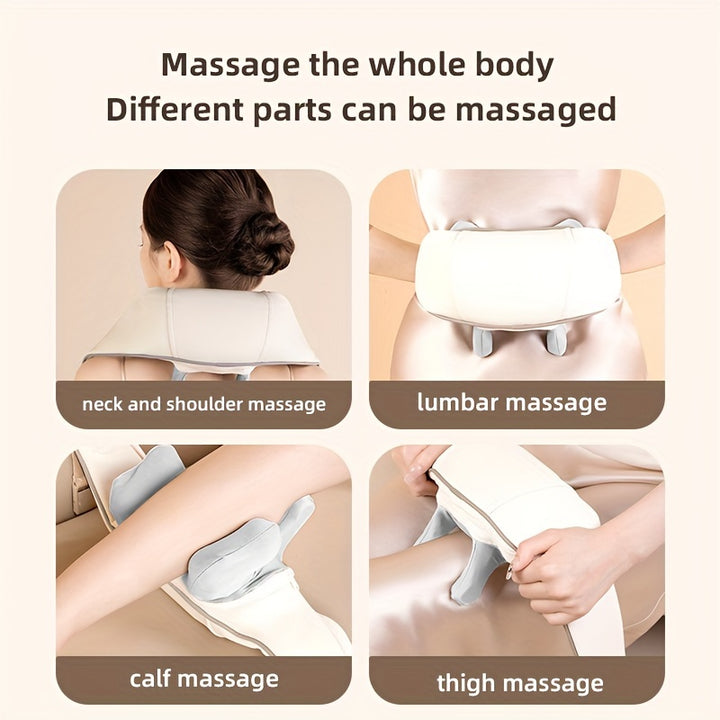Premium Neck and Shoulder Massager with Heat | Deep Tissue Shiatsu Electric Kneading Pillow for Pain Relief | Wireless Body