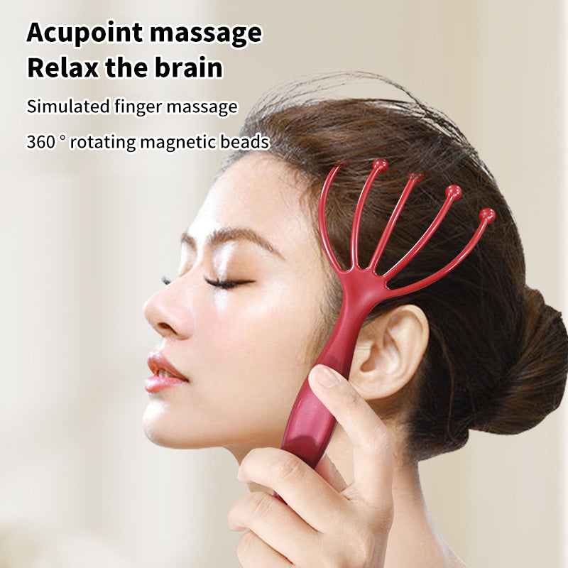 Premium Nine-Claw Head Massager - 360° Rotating Massage Beads, Handheld Steel Ball Design for Scalp & Neck Relaxation, Stress