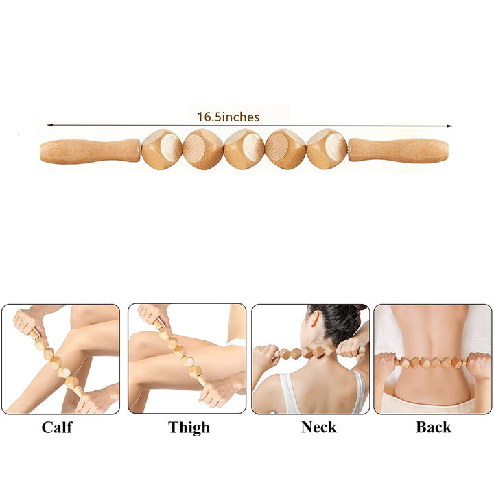 Premium 6-in-1 Wood Therapy Massage Tool Set for Lymphatic Drainage, Anti-Cellulite Fascia Massage Roller, Muscle Relaxation