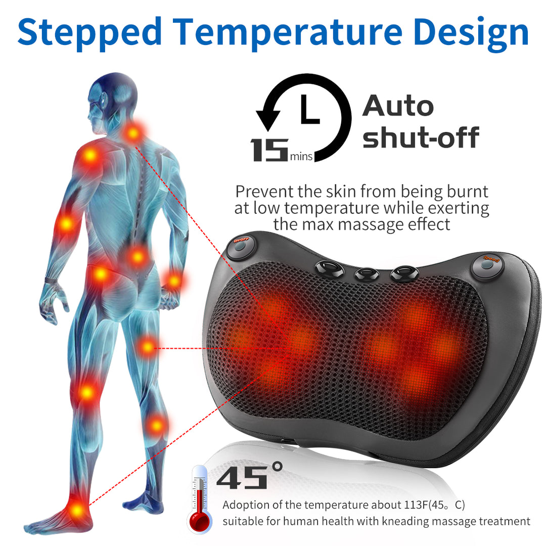 Premium Electric Shiatsu Massage Pillow for Neck, Back, and Body Pain Relief | Multifunctional Heating Massage Pillow for Car