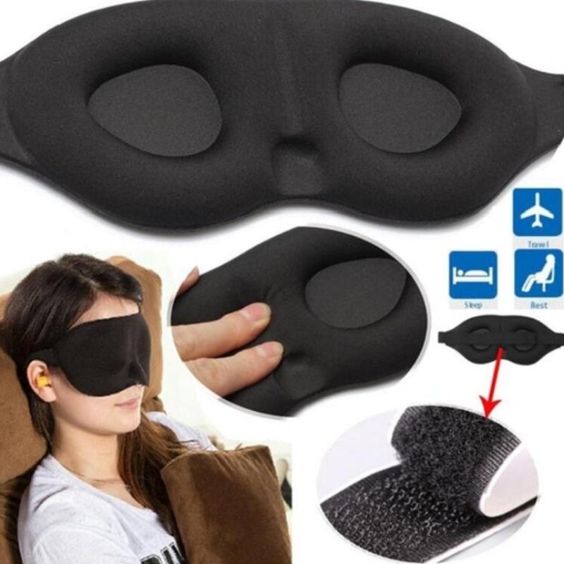 Premium 3D Sleeping Eye Mask for Travel, Padded Soft Blindfold Cover, Eye Relaxation Patch, Comfortable Sleep Aid, Adjustable