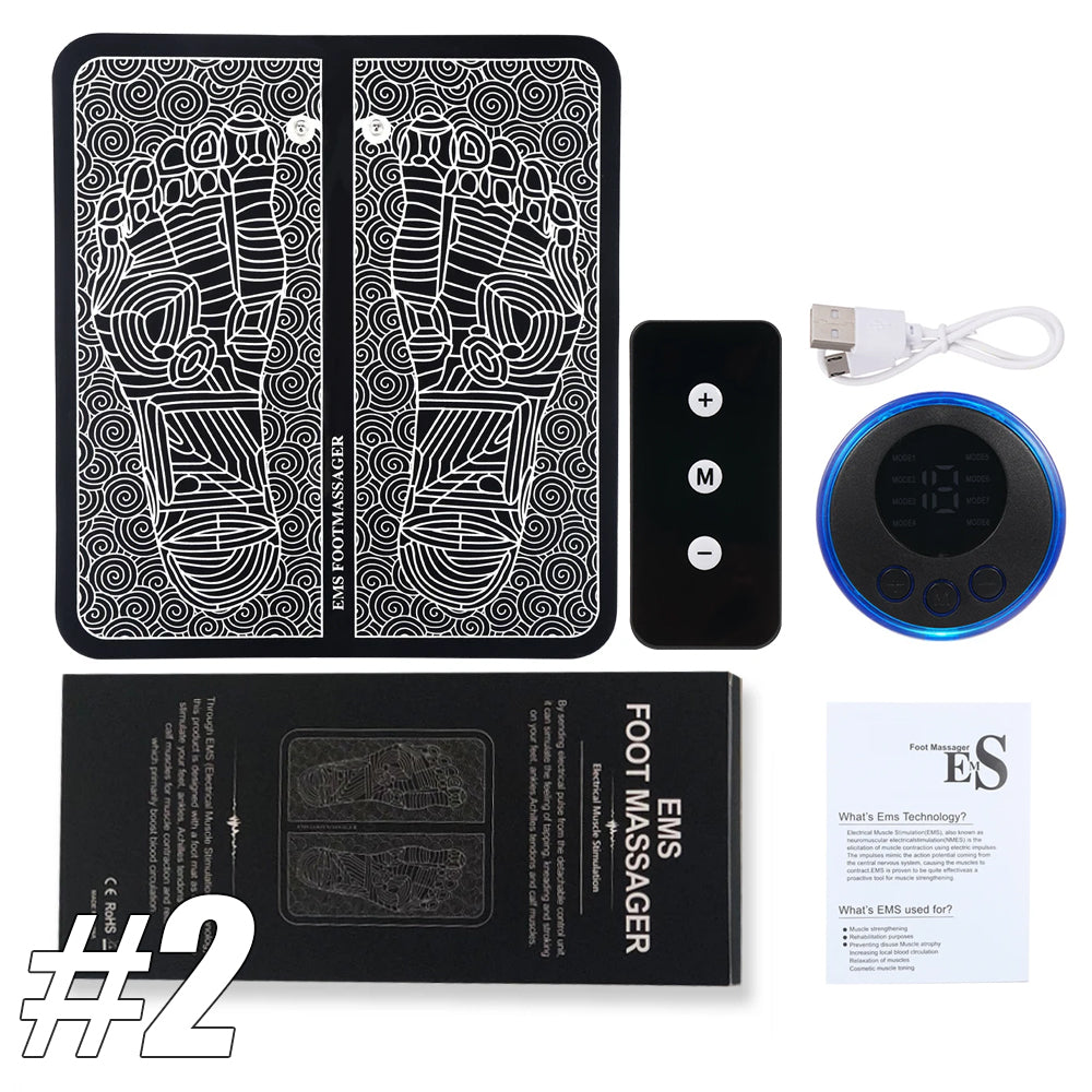 Premium Electric EMS Foot Massager Pad with Remote Control - Acupoint Stimulation, Pain Relief, Muscle Relaxation, 8 Modes,