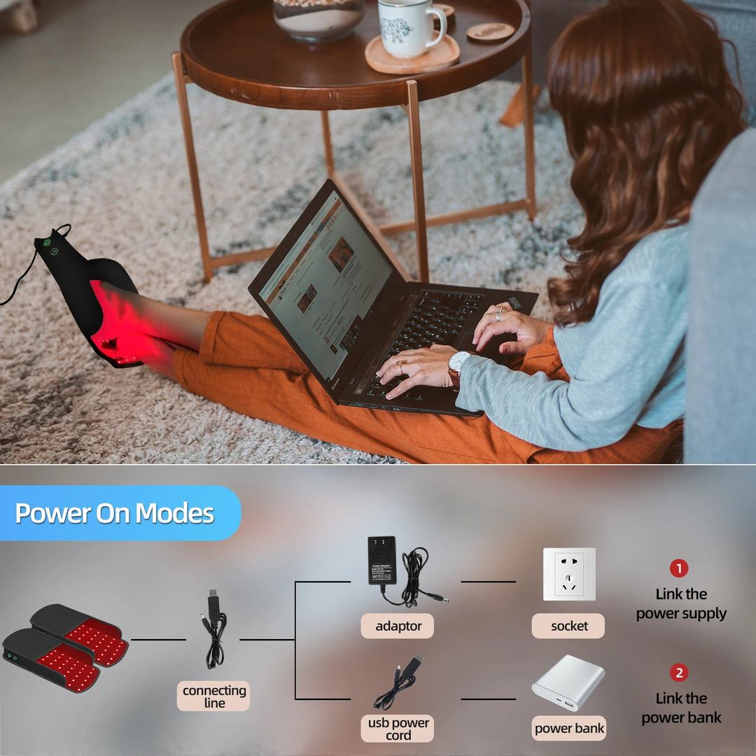 Premium Rechargeable Red Light Therapy Device for Feet – 460nm, 660nm, 850nm with Pulse – Treat Inflammation, Itchiness, and 