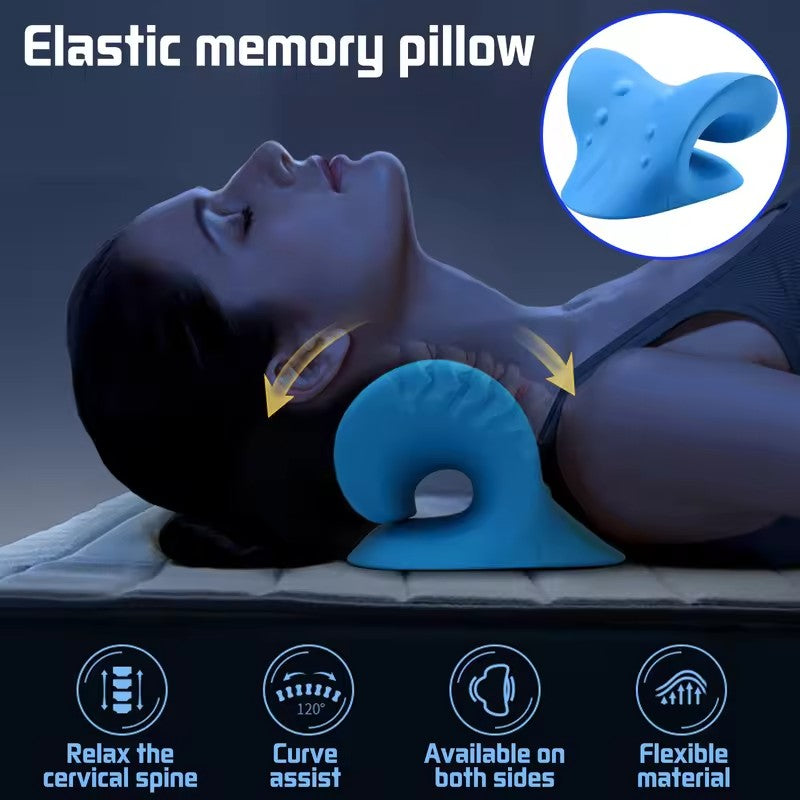 Premium Neck and Shoulder Stretcher Relaxer - Cervical Chiropractic Traction Device, Ergonomic Massage Pillow for Pain 