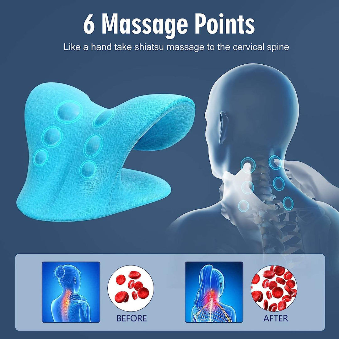 Premium Neck and Shoulder Stretcher Relaxer - Cervical Chiropractic Traction Device, Ergonomic Massage Pillow for Pain 