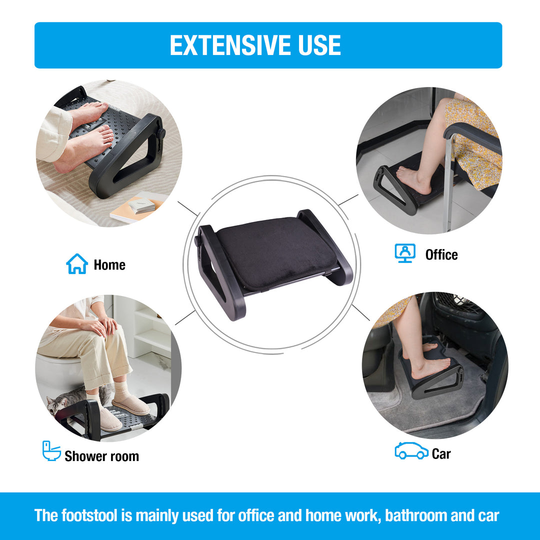Premium Ergonomic Under Desk Footrest with Massage Surface, 6-Height Adjustable Foot Stool, Non-Slip Design for Office &  