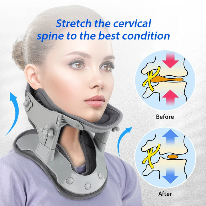 Premium Heating Neck Traction Collar with Adjustable Cervical Support, Hot Compression for Spine Alignment & Pain Relief, USB-Powered Cervical Massager - StrengthXPhysiotherapy