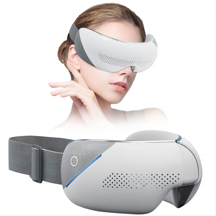 Premium Visible Eye Massager with Heat – Bluetooth Music, Air Pressure, Relaxation for Migraines, Reduce Eye Strain, Dark 