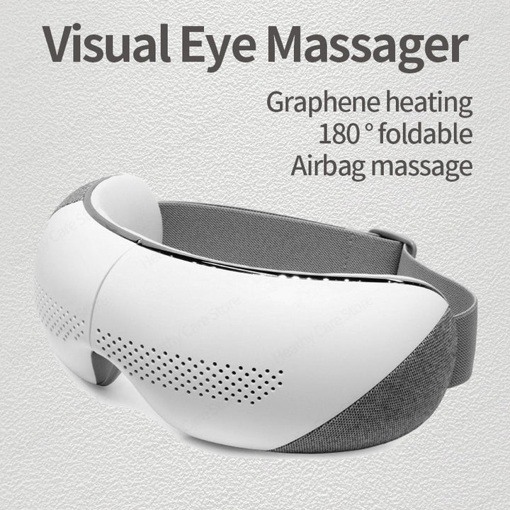 Premium Visible Eye Massager with Heat – Bluetooth Music, Air Pressure, Relaxation for Migraines, Reduce Eye Strain, Dark 