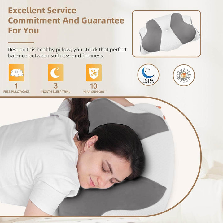 High-Quality Ergonomic Memory Foam Cervical Pillow - Neck & Shoulder Support, Adjustable for Side, Back & Stomach Sleepers,