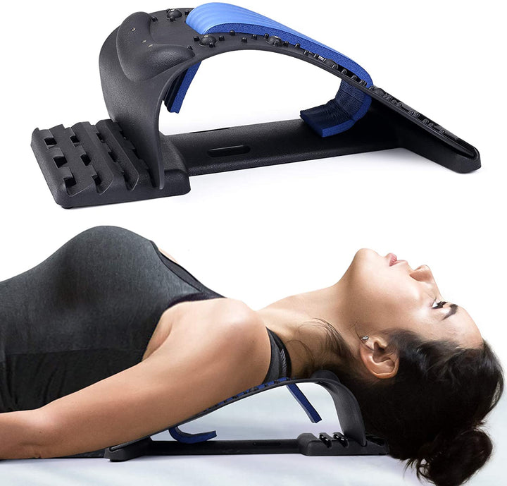 High-Quality 4-Level Neck & Back Stretcher with Magnetotherapy - Adjustable Cervical Spine Support for Pain Relief, Lumbar and Upper Back Massage Tool for Home & Office - StrengthXPhysiotherapy