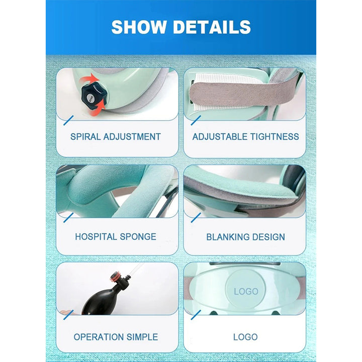 Premium Adjustable Neck Stretcher with Air Sac for Home Cervical Traction, Spine Alignment & Pain Relief, Lightweight and Comfortable Neck Support Collar - StrengthXPhysiotherapy