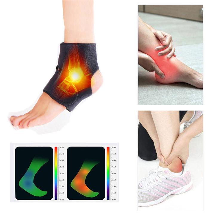 Premium Magnetic Therapy Ankle Brace with Tourmaline, Self-Heating Far Infrared Support, Adjustable Compression, Foot