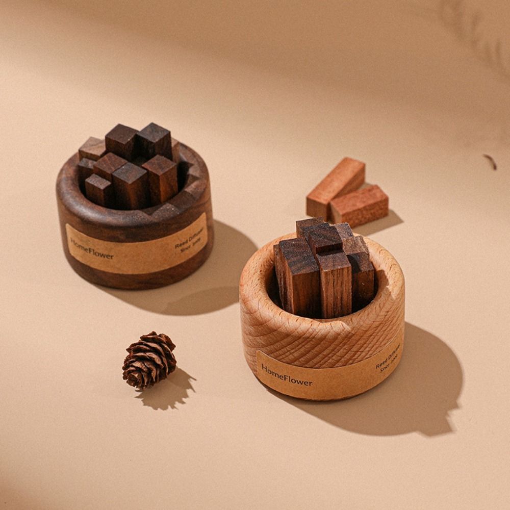 Luxury Essential Oil Wood Diffuser – Unique Wood Art Fireless Aroma Diffuser, Beech/Black Walnut Aromatherapy Ornament for 