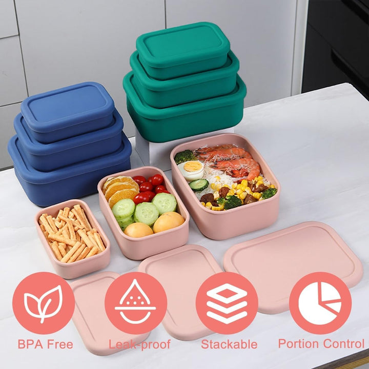 Premium Leak-Proof Bento Lunch Box – Reusable Silicone Meal Prep Container, BPA-Free, Microwave & Dishwasher Safe, Perfect  