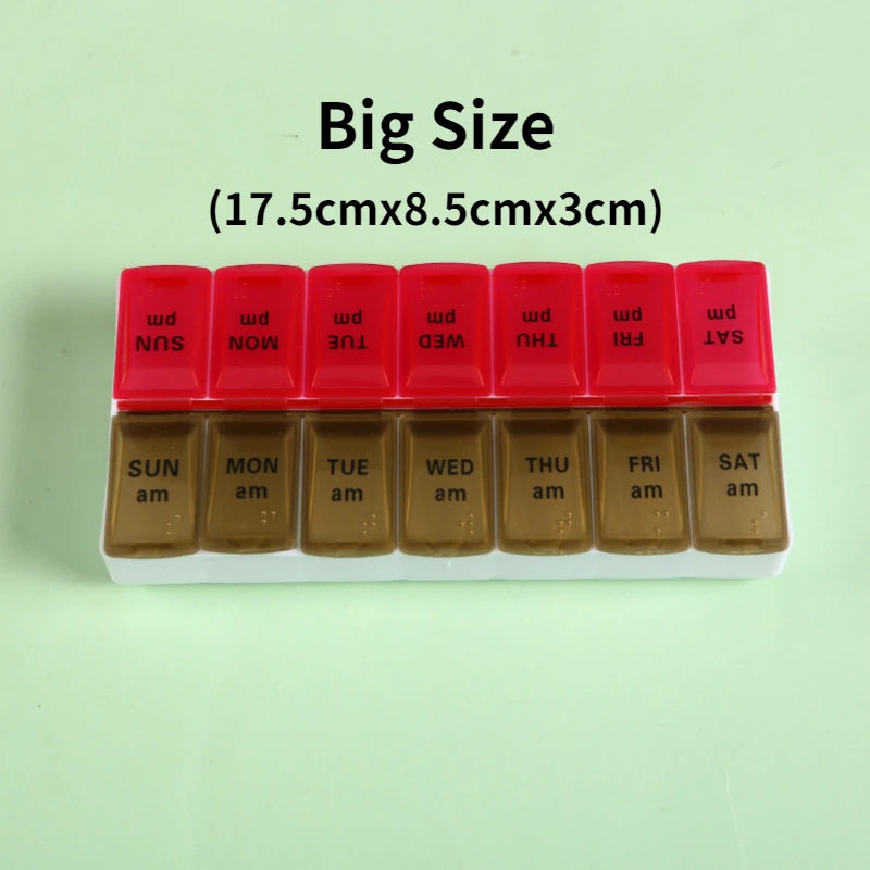 Premium Weekly Travel Pill Organizer – 7-Day 14-Grid Medicine Storage Box for Tablets, Vitamins, Fish Oils, and Supplements