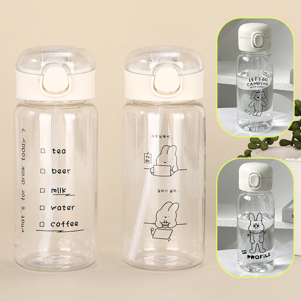 Premium 600ml Eco-Friendly Water Bottle with Straw - Large Capacity, Drop-Resistant, Portable PC Plastic Cup for Home, 