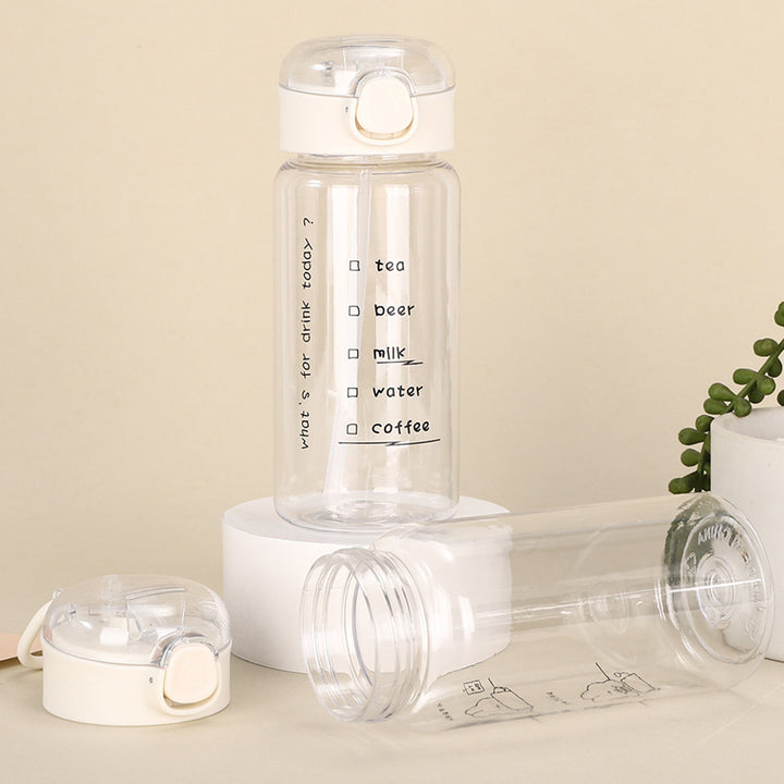 Premium 600ml Eco-Friendly Water Bottle with Straw - Large Capacity, Drop-Resistant, Portable PC Plastic Cup for Home, 