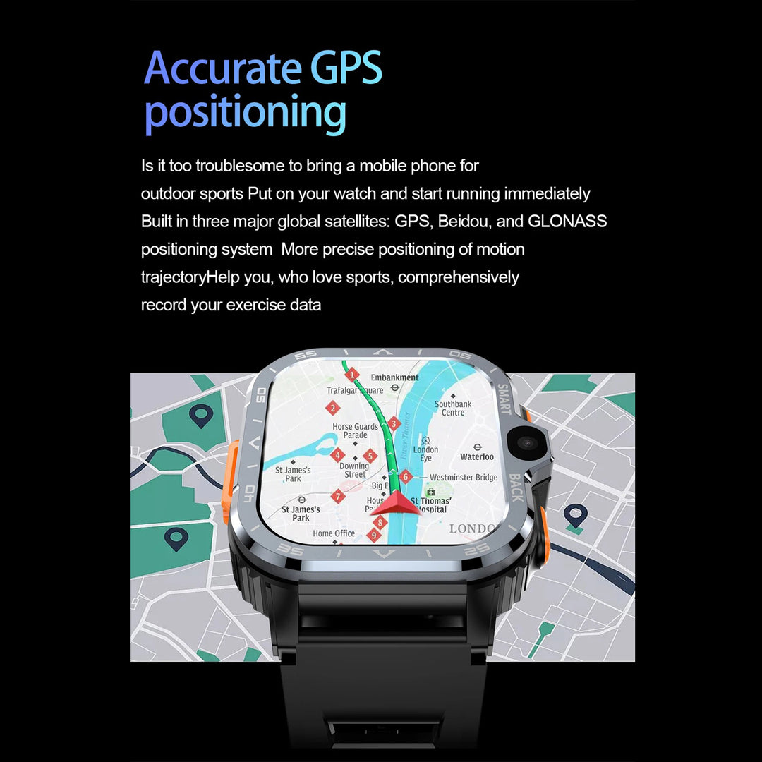 Premium 4G Android Smartwatch for Men – 2.03" HD Dual Camera, GPS, 64GB ROM, NFC, Wi-Fi, Bluetooth, Heart Rate Monitoring, Step Counter, SIM Card Support - StrengthXPhysiotherapy