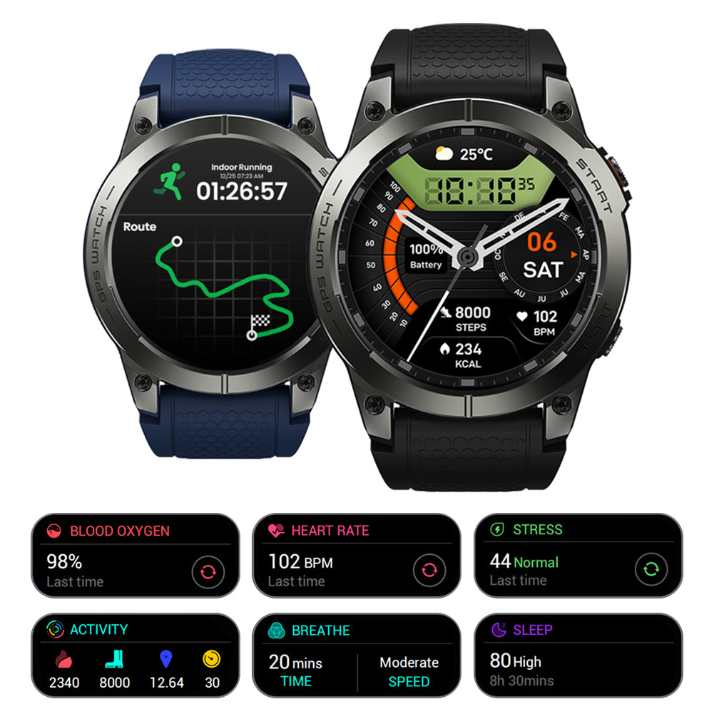 Premium GPS Sports Smartwatch for Men - 1.43” AMOLED, Built-in GPS, 100+ Sports Modes, Health Tracking, 18-Day Battery, 