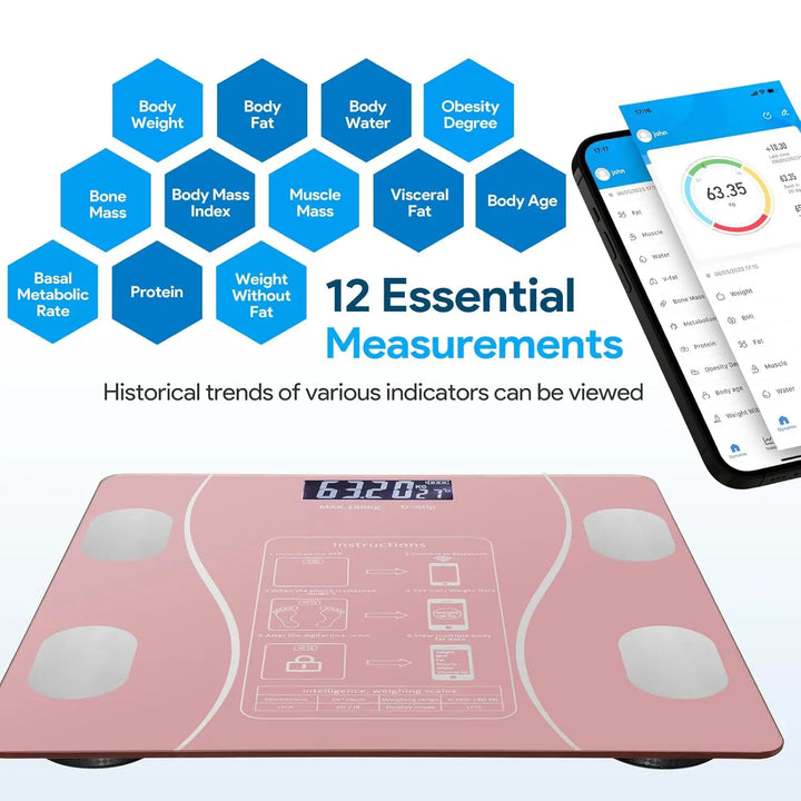 Premium LED Body Composition Scale – Accurate Digital Bathroom Scale with Body Fat Analysis, Bluetooth Connectivity, Health 