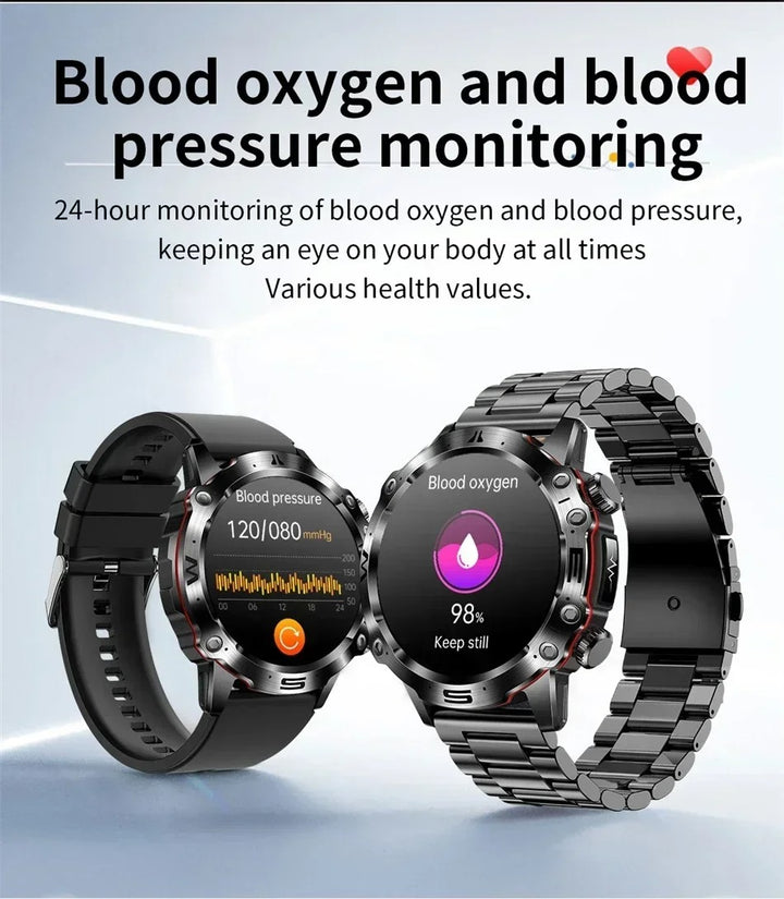 Premium Smartwatch with 1.43" AMOLED Display – Voice Calling, 100 Sports Modes, Military Grade Toughness, Waterproof, 7-Day Battery, Bluetooth, Custom Watch Faces - StrengthXPhysiotherapy