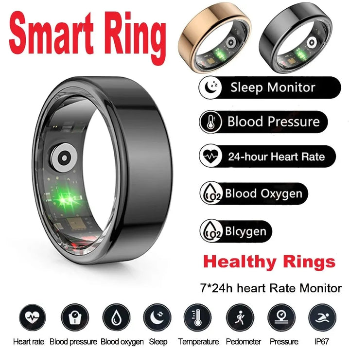 Premium Smart Ring for Health Monitoring – Military Grade Titanium, Waterproof IP68 & 3ATM, Multi-Sport Modes, Heart Rate &