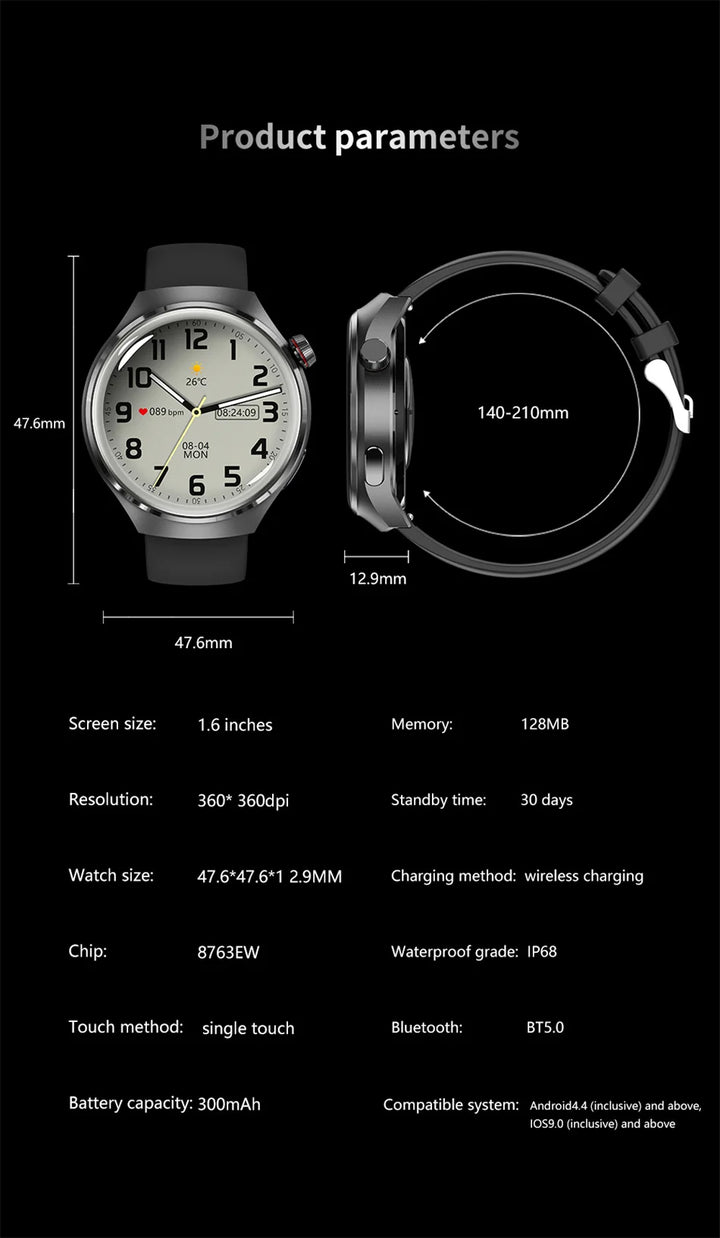 Premium GPS Smart Watch for Men & Women | 360° AMOLED Display, NFC, Bluetooth Call, IP68 Waterproof, Heart Rate Monitor, Fitness Tracker, Sleep Monitoring, Multi-Sport Modes - StrengthXPhysiotherapy