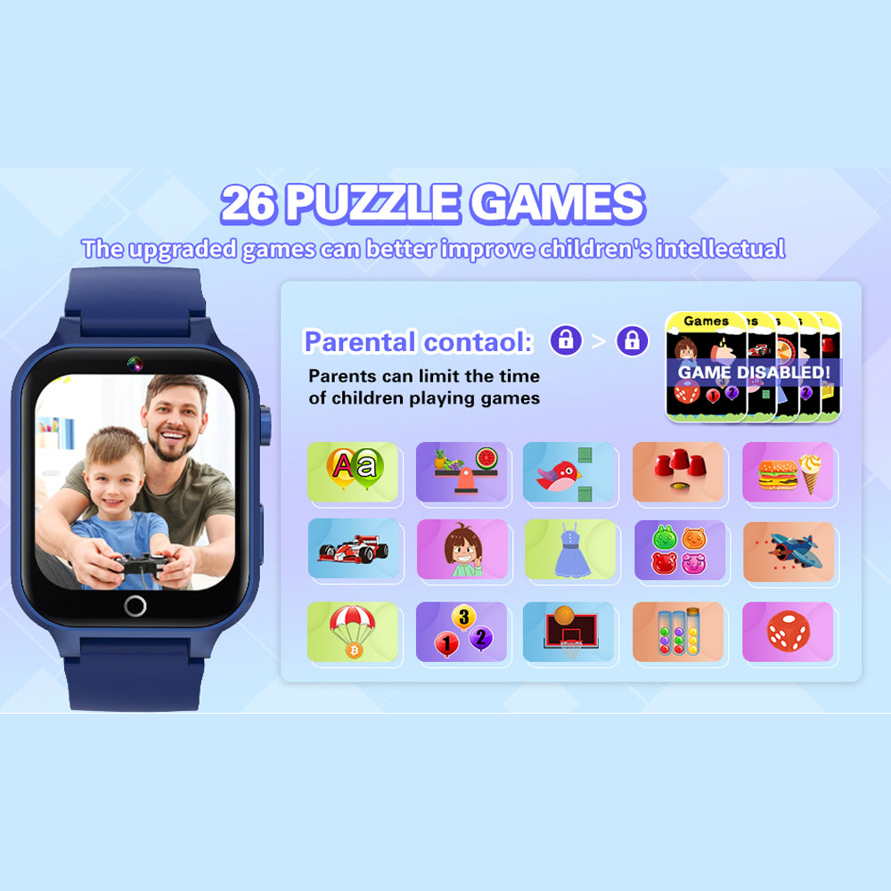 Premium 4G Kids Smartwatch – Video Call, GPS Tracking, IP67 Waterproof, 8GB ROM, Health Monitoring, Wi-Fi, Voice & Video