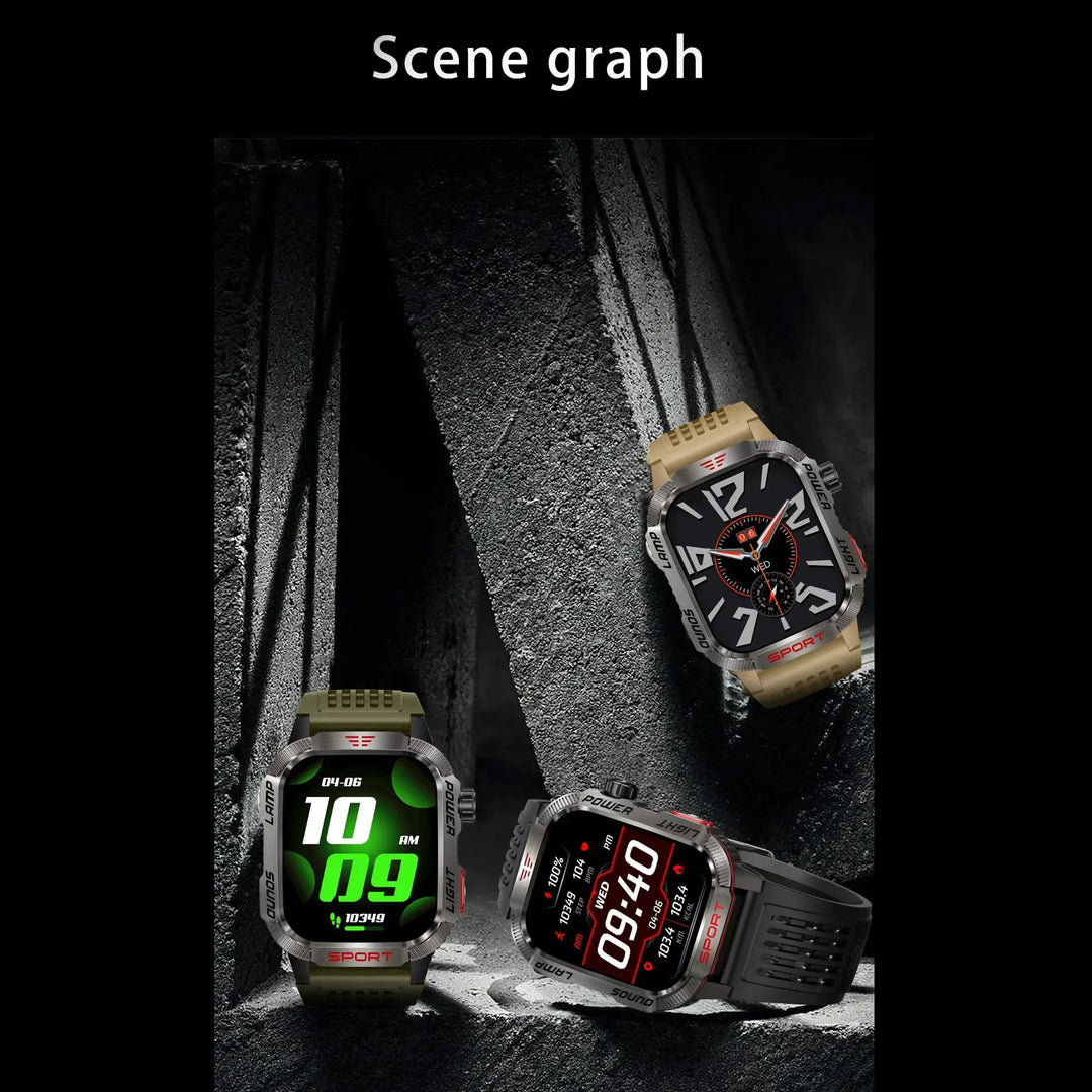 Premium GPS Smartwatch for Men – 2.01" HD Display, Waterproof, Bluetooth Calling, Compass, Flashlight, Fitness Tracker, 600mAh Battery, Outdoor Sport Mode - StrengthXPhysiotherapy