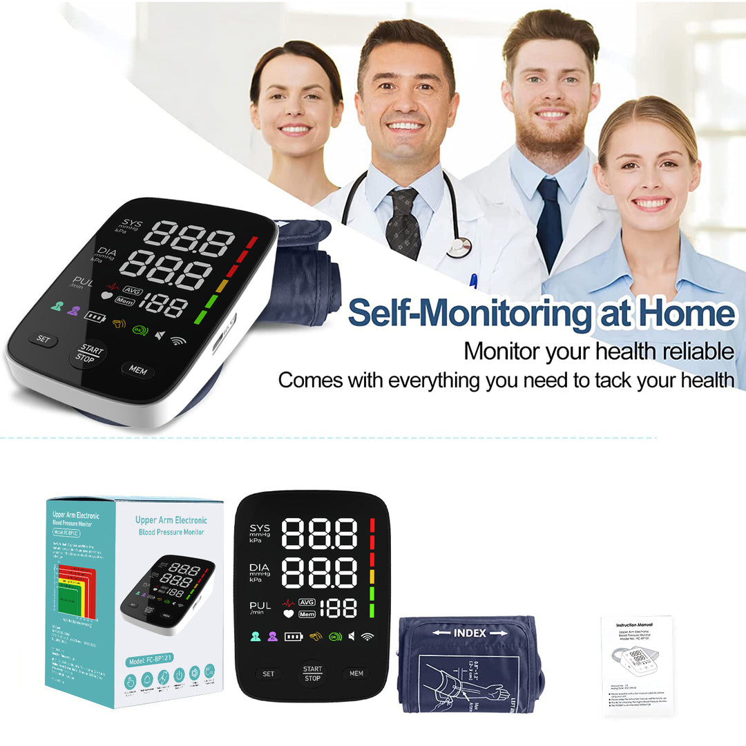Premium Automatic Upper Arm Blood Pressure Monitor – LED Backlit Screen, 2X120 Memory Groups, Adjustable BP Cuff, Electronic